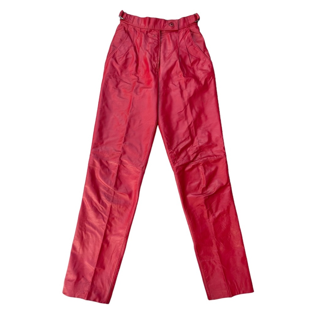 Vintage 90s Wilsons Red Genuine Leather Straight Leg Pants. Runs Small like a 4